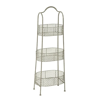 White Iron Farmhouse 3 Tier Tray Stand