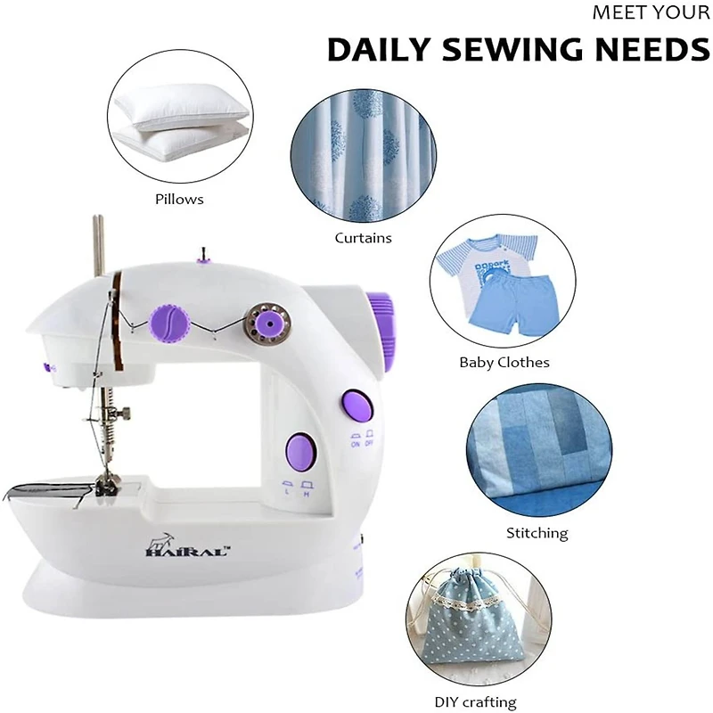 Haitral™ Lavender Flex-Speed Double-Thread Cordless Easy Sewing Machine with Pedal