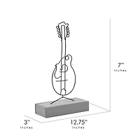 American Art Decor Grand Ole Opry Wire Guitar Tabletop Sculpture with Wooden Base - 7" H x 12.75" L
