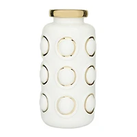 White Stoneware Contemporary Vase, 12" x 6" x 6"