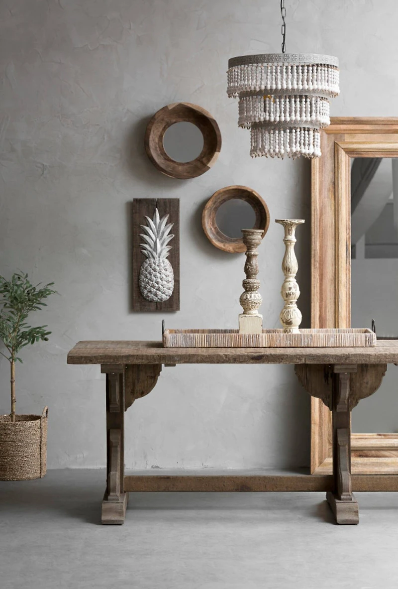 Hello Honey® 20.5" Antique White 3-Tier Wood Bead Chandelier