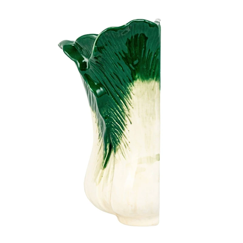 Hello Honey® 7.75" Green & White Embossed Stoneware Cabbage Shaped Wall Vase Planter