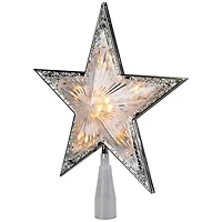 9" Pre-Lit Silver and Clear Crystal 5 Point Star Christmas Tree Topper - Clear Lights