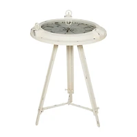 27" White Iron Coastal Accent Table