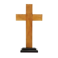 18" Brown Wood Modern Cross Sculpture