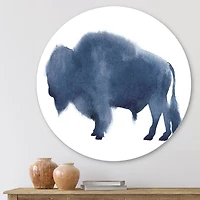 Designart - Navy Blue Bison Silhouette