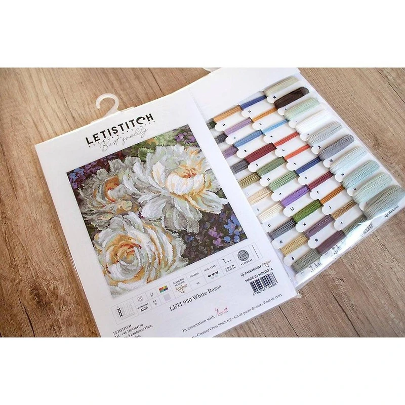 Letistitch White Roses Counted Cross Stitch Kit