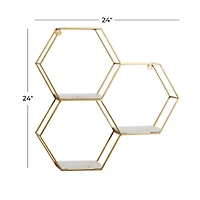 Gold Marble Contemporary Wall Shelf, 24" x 24" x 6"