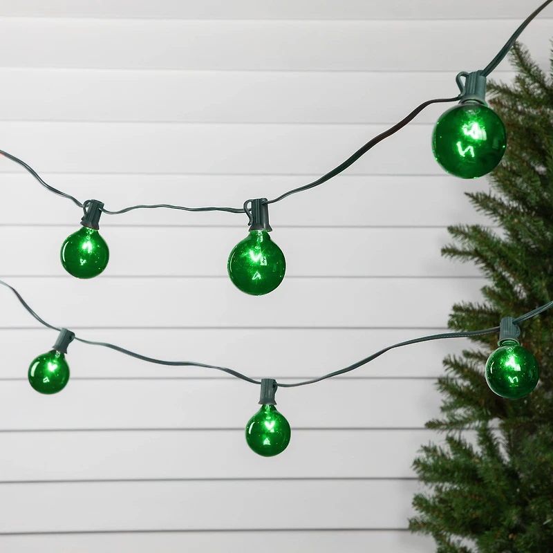 10-Count Green G50 Globe Christmas Patio Lights- 9ft  Green Wire