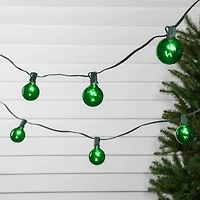 10-Count Green G50 Globe Christmas Patio Lights- 9ft  Green Wire