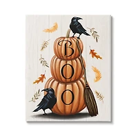 Stupell Industries Boo Ravens Pumpkin Stack Canvas Wall Art