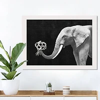 Elephant Bouquet 20" x 30" White Framed Print Under Plexiglass