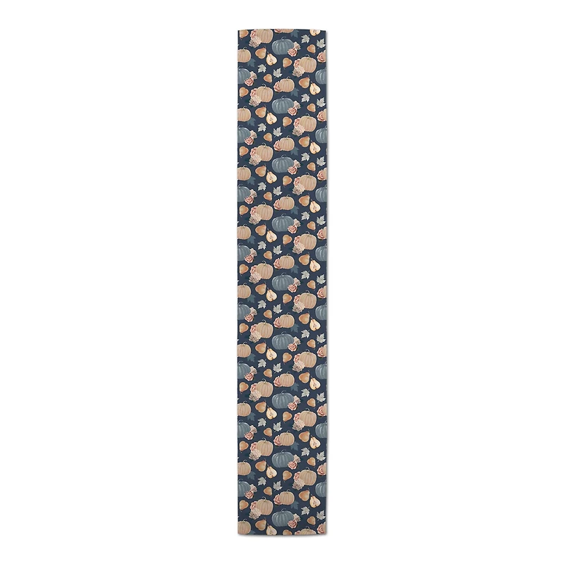 72" Sweet Harvest Pattern Blue Poly Twill Table Runner