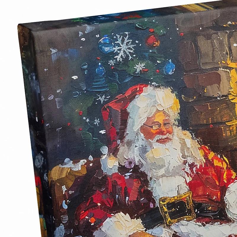 Santa and Mrs. Claus Cozy Fire 12" x 12" Canvas Wall Art