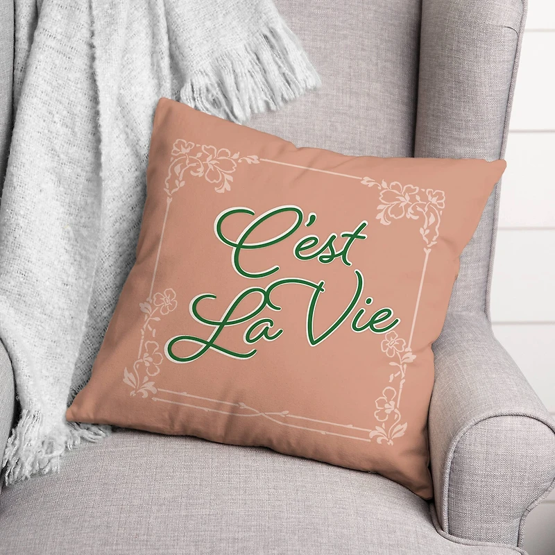 C'est la Vie Script Throw Pillow