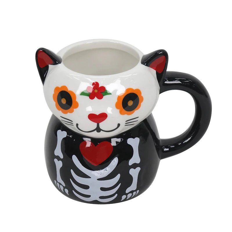 15.5oz. Sugar Skull Cat Ceramic Mug by Ashland®