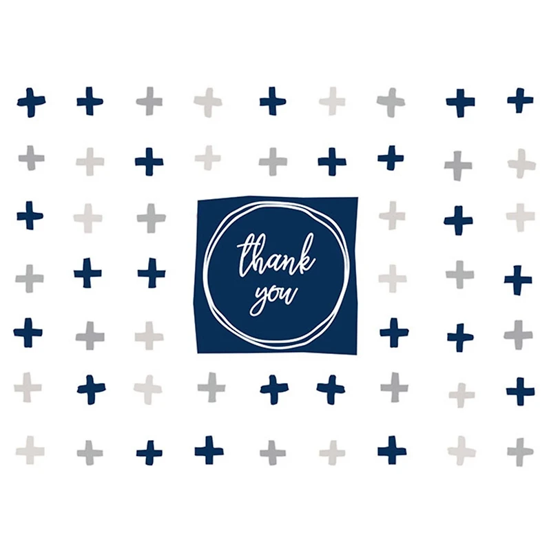 JAM Paper White, Gray & Blue Trendy Blank Thank You Cards Set, 36ct.