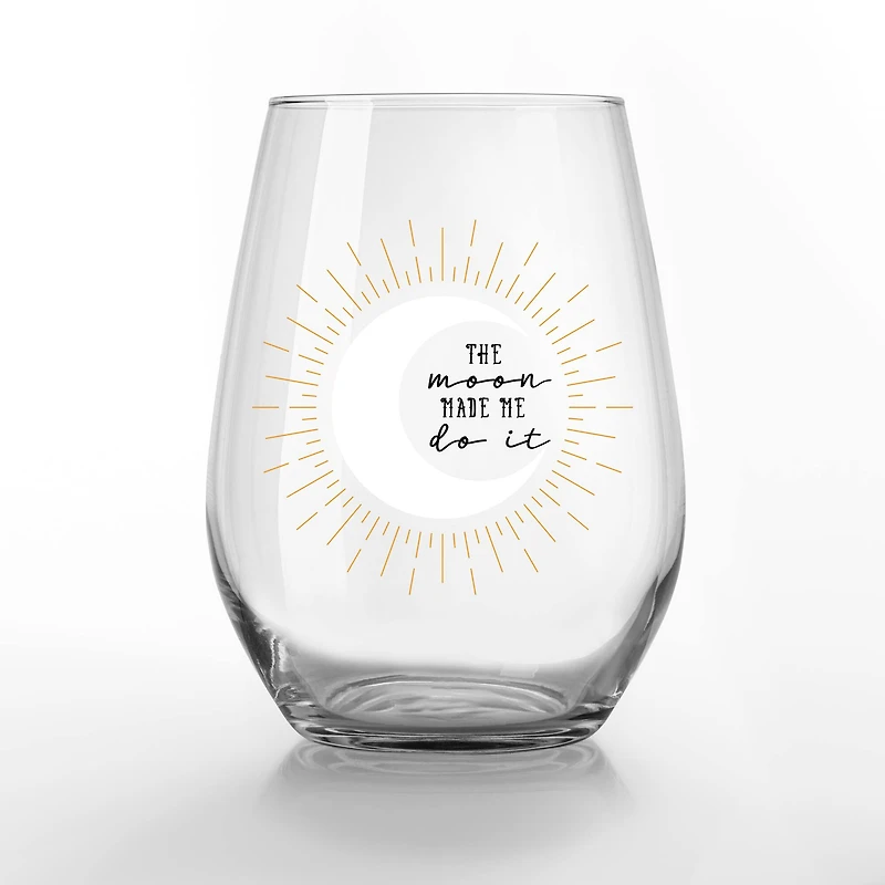 The Moon Made Me Do It 15oz. Printed Stemless Wine Glass