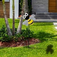 23" Black & Yellow Bee Metal Garden Stake 