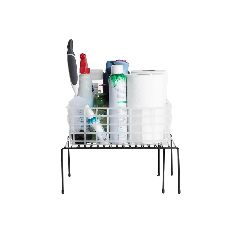 Mind Reader Black Multi-Purpose Expandable Kitchen Counter & Cabinet Shelf Storage