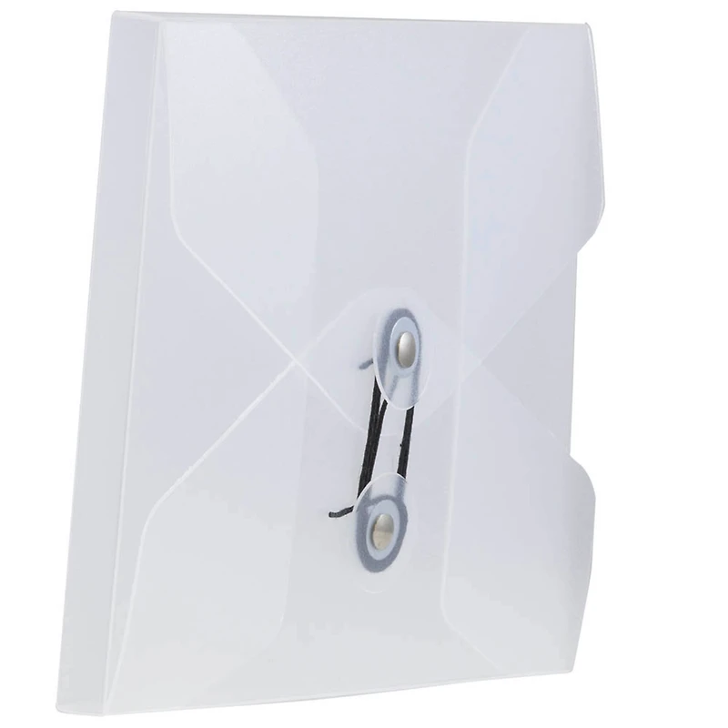 JAM Paper Clear 5.25" x 6.75" Button & String Plastic Portfolio