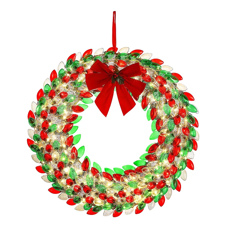 Mr. Christmas 30" Red & Green LED Retro C9 Bulb Wreath