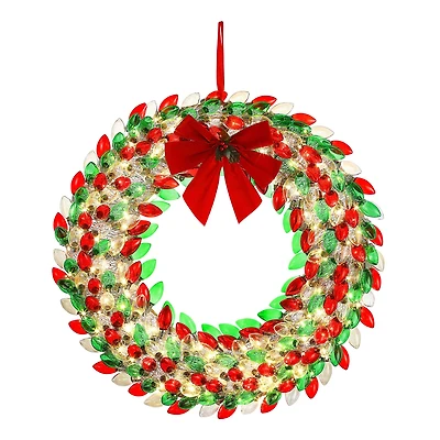 Mr. Christmas 30" Red & Green LED Retro C9 Bulb Wreath