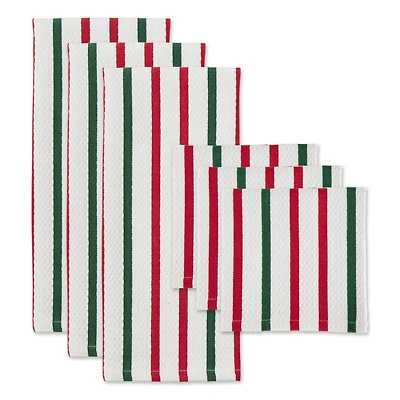DII® Holiday Stripes Heavyweight Dishtowel & Dishcloth Set