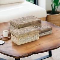 Tan Mango Wood Natural Box Set, 8", 10" & 12"