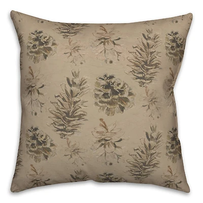 Pinecones on Brown Square Throw Pillow