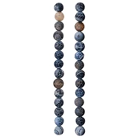 12 Pack:  Black Crackled Agate Round Beads, 8mm by Bead Landing™