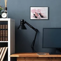 Stupell Industries Fashion Heels Pink Flower Glam Design Framed Wall Art