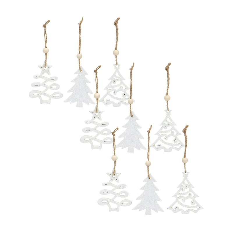 9 Pack 3" Glittery White Tree Ornaments