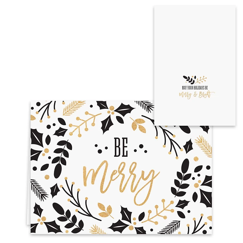 Hortense B. Hewitt Co. Black and Faux Gold Holiday Cards
