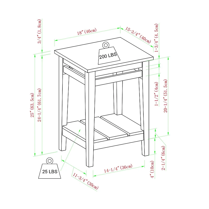 Walker Edison 18" Gray Wash Farmhouse Trim Side Table