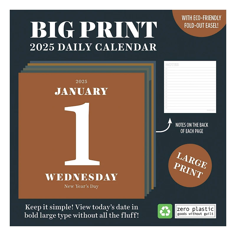 TF Publishing 2025 Big Print Daily Desktop Calendar