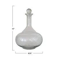 Hello Honey® 12oz. Clear Round Reclaimed Etched Glass Decanter with Tall Neck