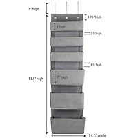 Household Essentials 6-Pocket Over the Door Gray Pocket Organizer