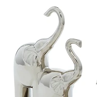 14" Silver Ceramic Contemporary Elephant Sculpture