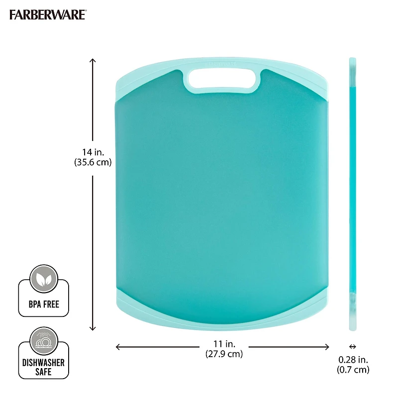 Farberware 14" Translucent Aqua Nonslip Poly Board