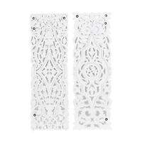 Set of 2 White Mango Wood Farmhouse Abstract Wall Decor, 16" x 48"