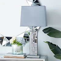 30" Silver Glass Mirror Glam Table Lamp