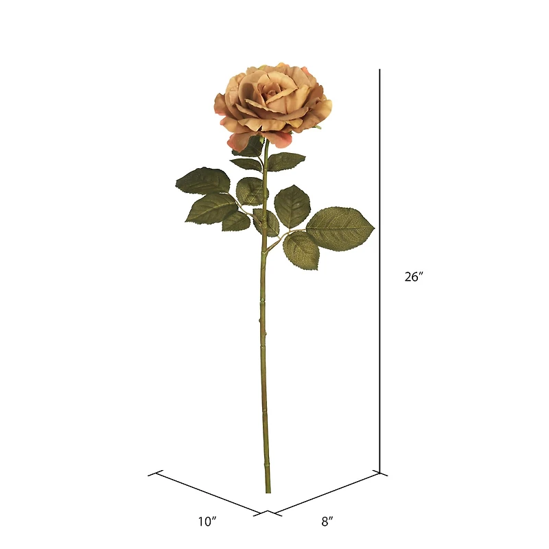 Light Brown Autumn French Rose Artificial Stem, 3ct.