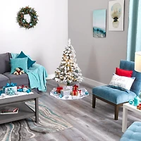 4ft. Pre-Lit Flocked Rock Springs Spruce Artificial Christmas Tree with Clear LED Lights