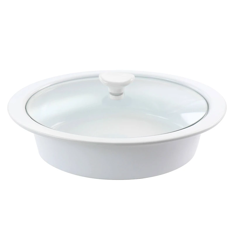 Gibson Elite® 2qt. White Ceramic Casserole with Glass Lid