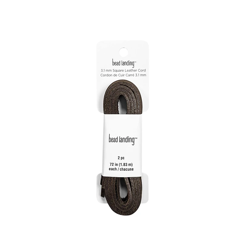 3.1mm Dark Brown Square Leather Cord, 2ct. by Bead Landing™