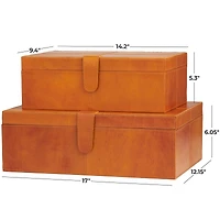Brown Leather Storage Box Set