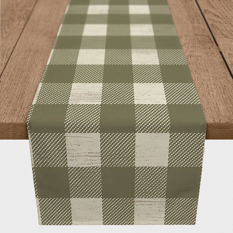 90" Green Buffalo Check Cotton Twill Runner