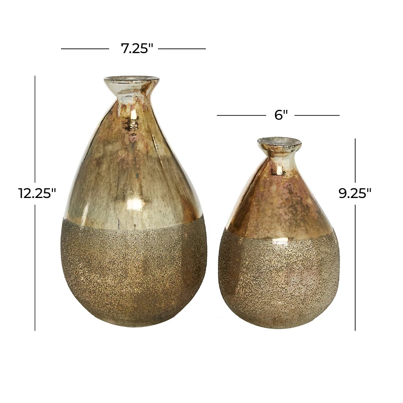 Gold Glass Rustic Vase Set