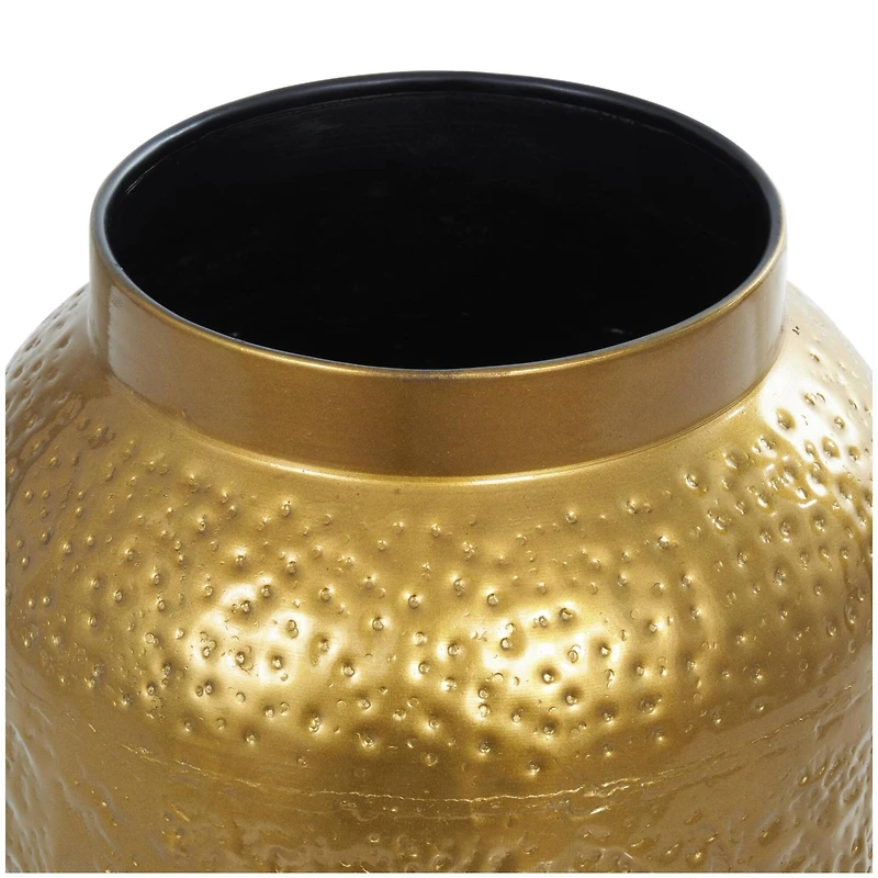 Gold Metal Textured Hammered Vase